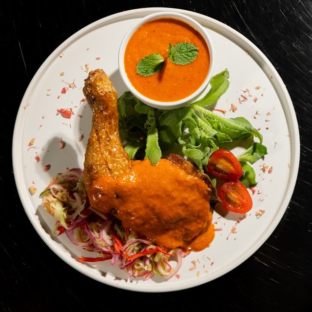 Crispy Chicken Whole Leg with Penang Laksa Sauce Crispy Chicken Whole Leg with Penang Laksa Sauce